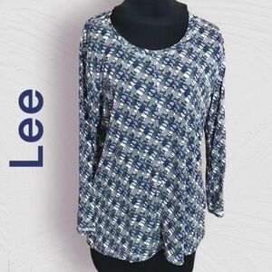 🦄 𝅺lee Round Neck Patterned Top Navy, Green, White size XL